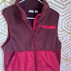 L.L. Bean  Fleece Vest - Burgundy and Red